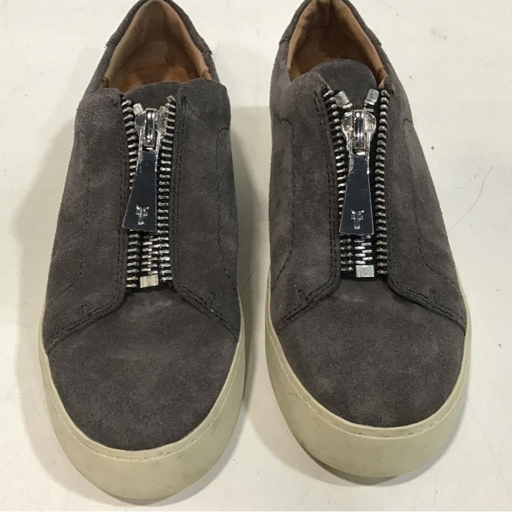 Women’s Frye Grey Suede Zipper Slip On Sneakers Shoes Size 6M